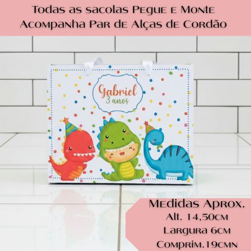 Sacola SACOLINHA Dino Baby Personalizado | Sacolinha | Lembrancinha | Mimos | Aniversário para Montar.