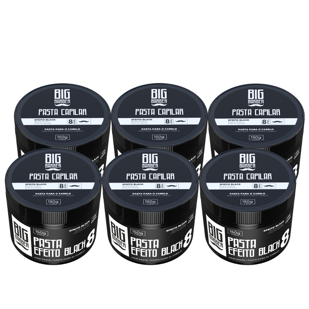 6 Pomada Pasta Capilar Modeladora Efeito Black Preto Big Barber Para Barbeiro E Cabeleireiro