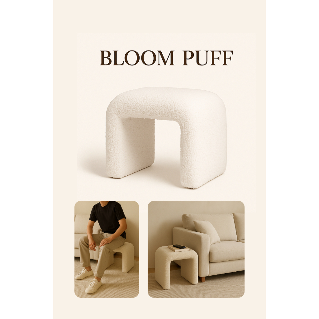 Puff Decorativo em Boucle Estilo Pinterest | Banco Arco Bloom Puff | Compacto, Resistente e Elegante