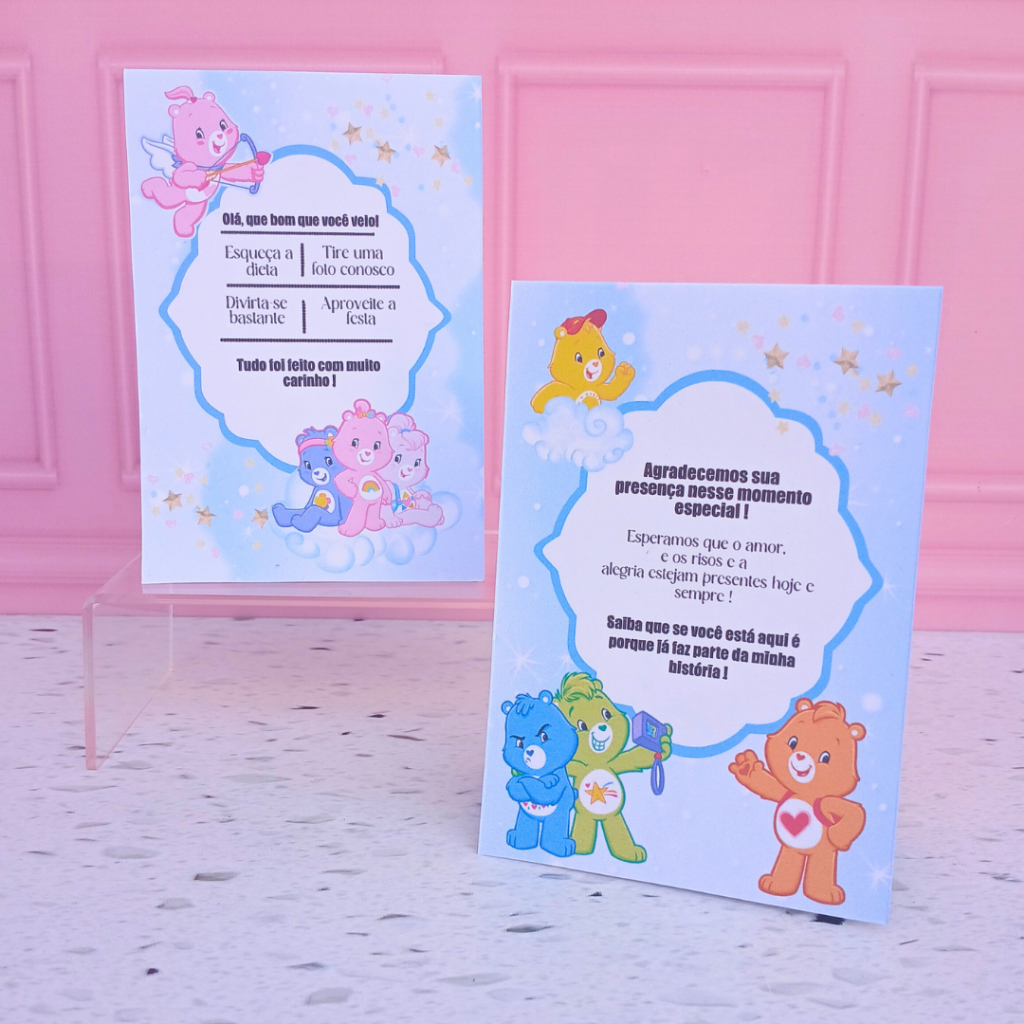 10 a 30 Centro de Mesa, Cartão de Agradecimento e Plaquinha Personalizados Ursinhos Carinhosos – Fazemos Todos os temas