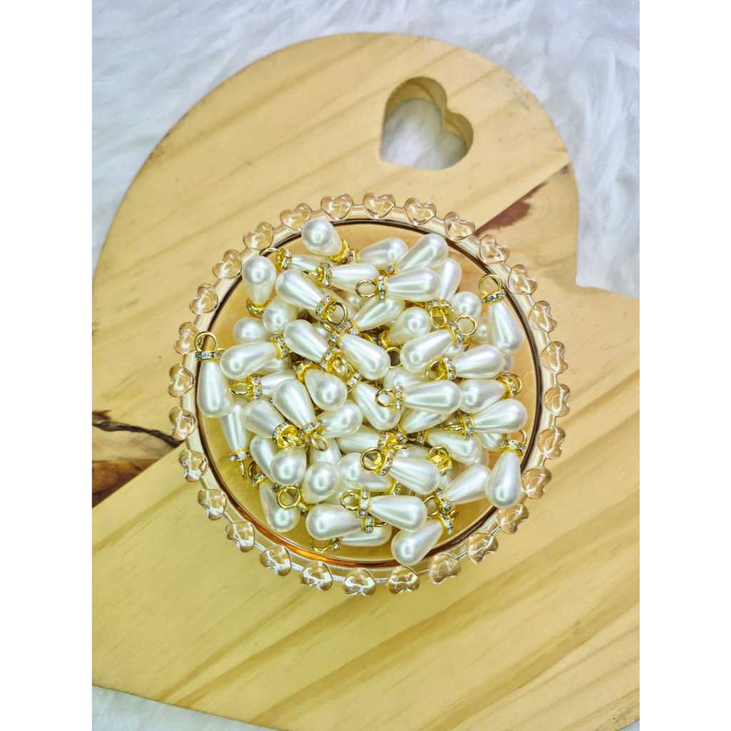 Pingente Pérola Gota Com Strass Perolada em Oferta na Shopee