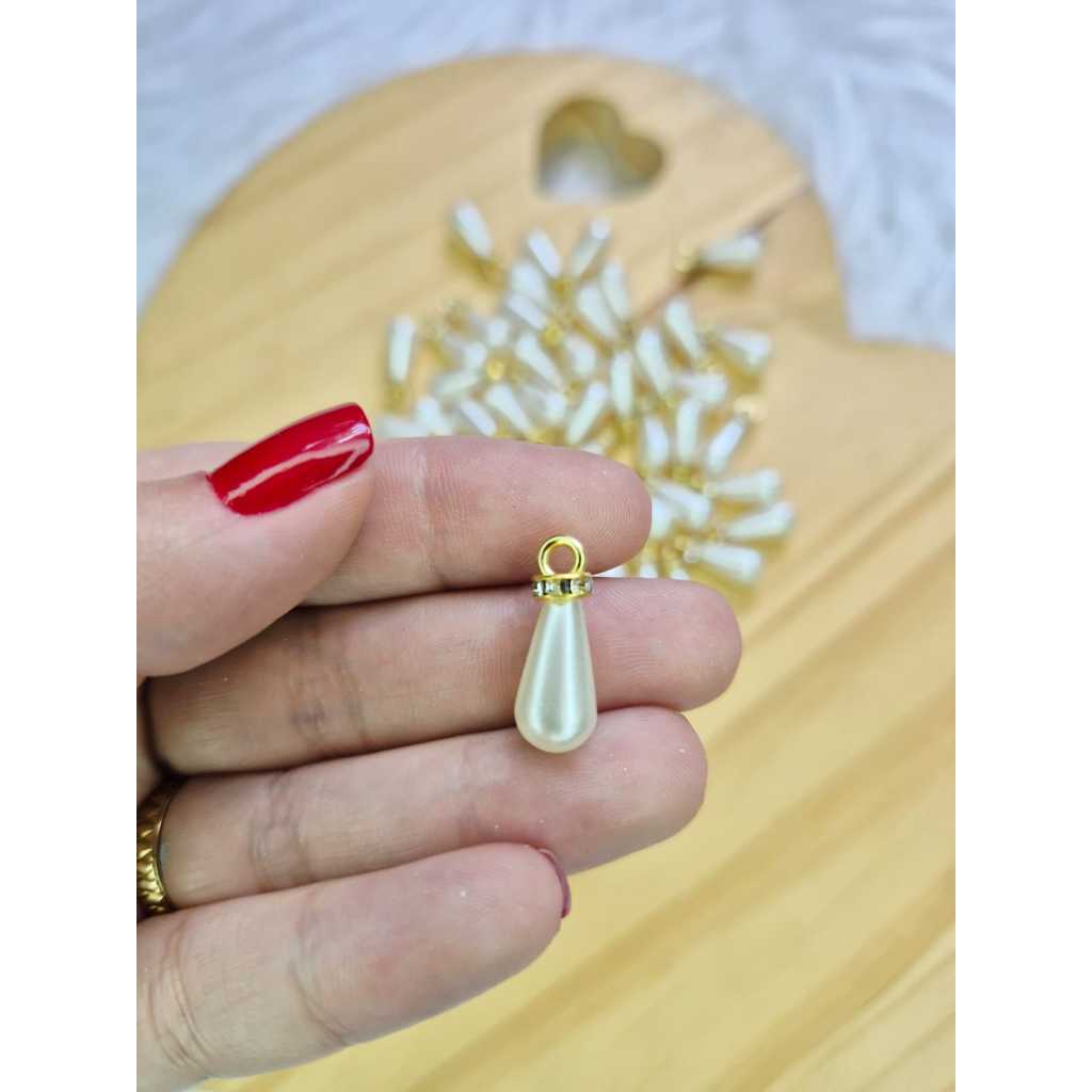 Pingente Pérola Gota Com Strass Cru em Oferta na Shopee