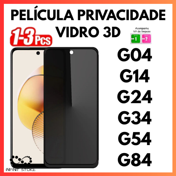 Película Privacidade 3D Temperado Anti Spy Para Moto G04 G14 G24 G34 G54 G84 em Oferta na Shopee