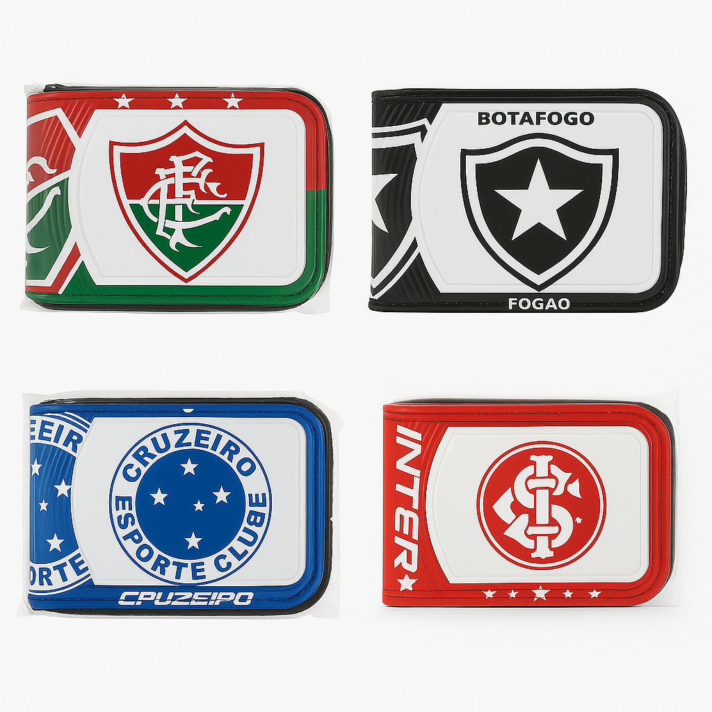 Carteira Esportiva Personalizada Times Brasileiros Em Couro Sintético Presente Unissex Com Zipper em Oferta na Shopee