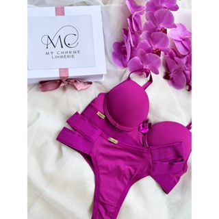 Conjunto Lingerie Sutiã de Bojo e Calcinha Elástico duplo Poliamida em Oferta na Shopee