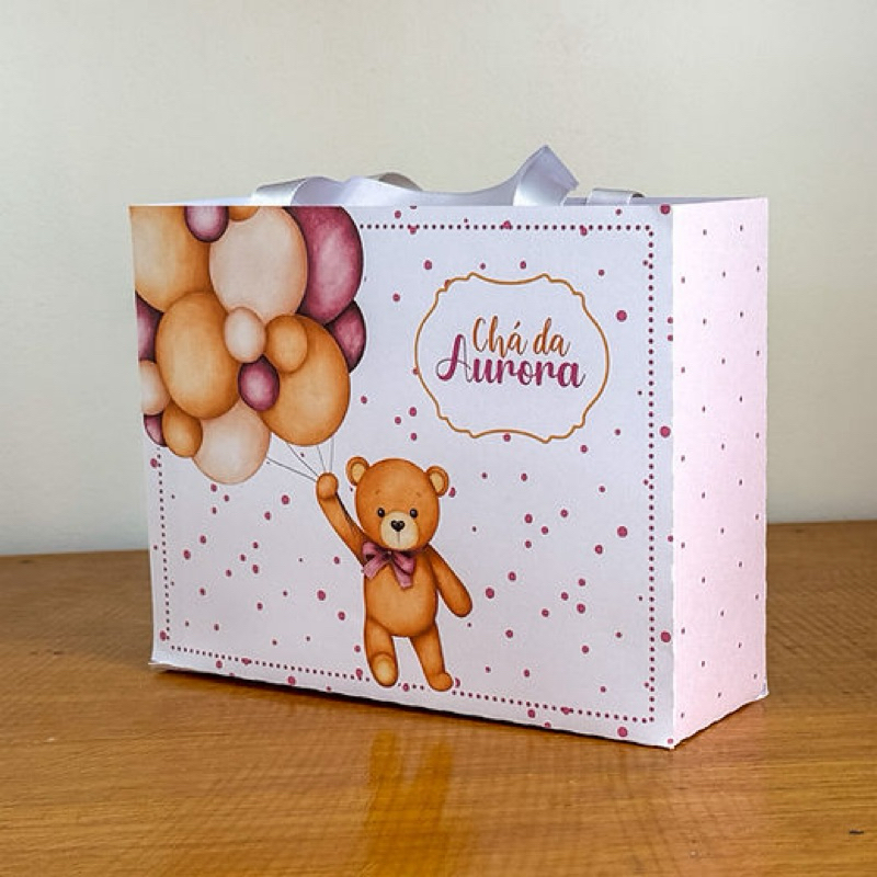 30 und Sacolinha chá de bebê Ursinha rosa e lilas , brindes personalizados , chá revelaçao