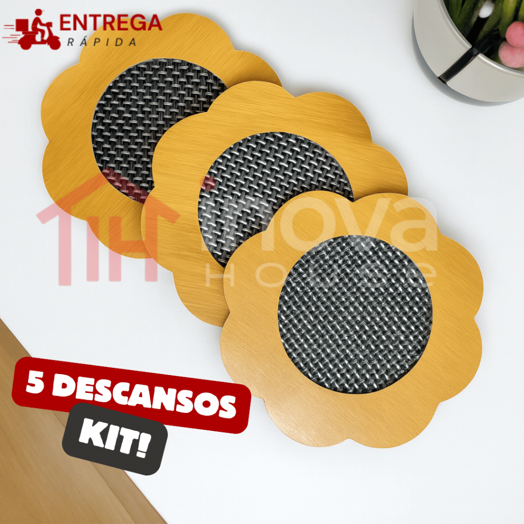 Kit 5 Descanso de Panela MDF 16,5cm Para Cozinha – Proteção para Mesa e Apoio para Panela Quente em Oferta na Shopee