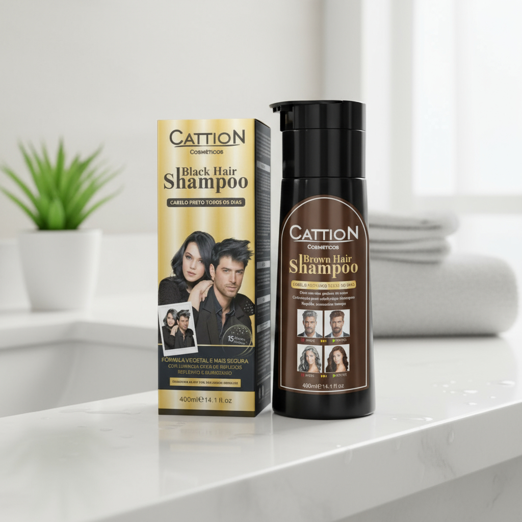 Shampoo Tonalizante Cation Preto Ou Castanho 400ml - Cobre Fios Brancos em Oferta na Shopee