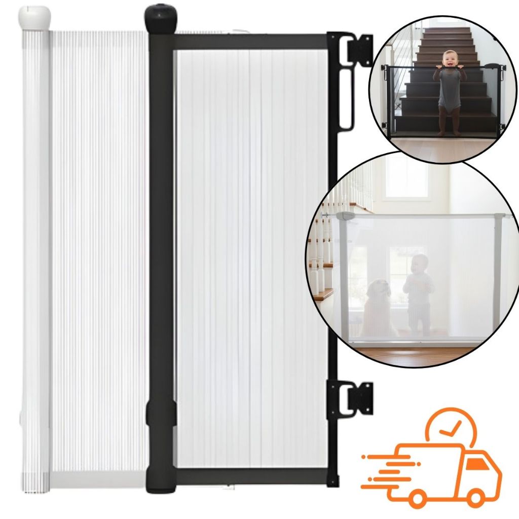 Portão Tela Segurança Automático Bebês Pets Retrátil Cercadinho Porta Grade 180cm Escada Porta em Oferta na Shopee