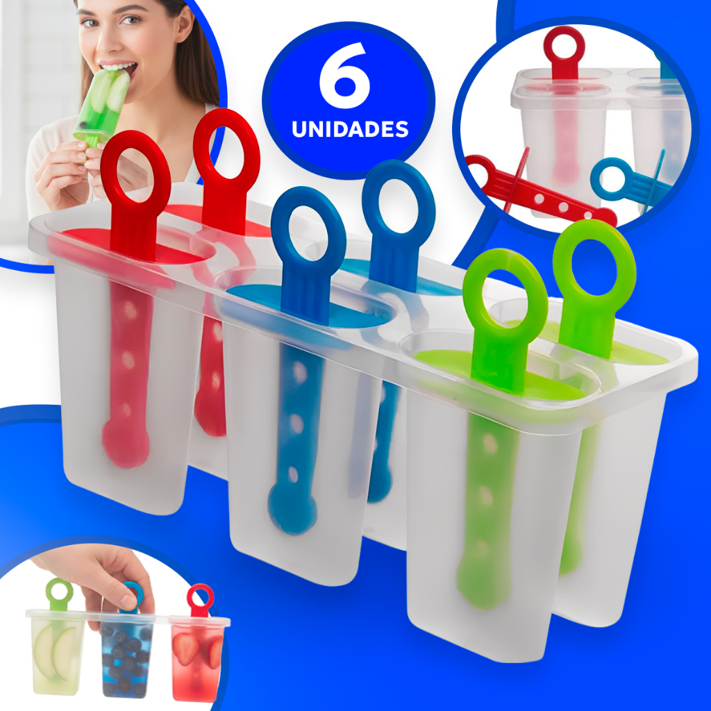 Forma Para Picole Sorvete 6 Palitos Plástico em Oferta na Shopee