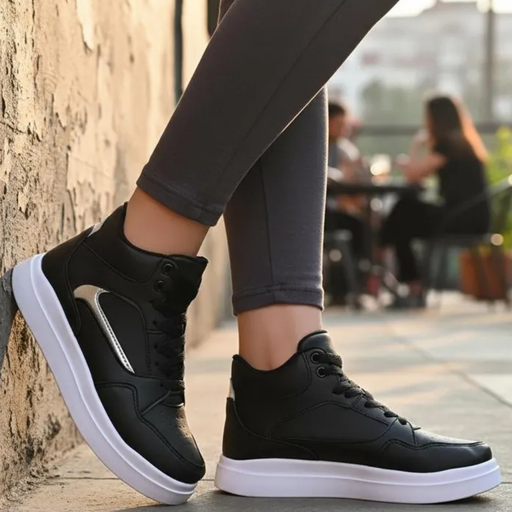 Bota Feminina flyvo Botinha Coturno cano medio academia