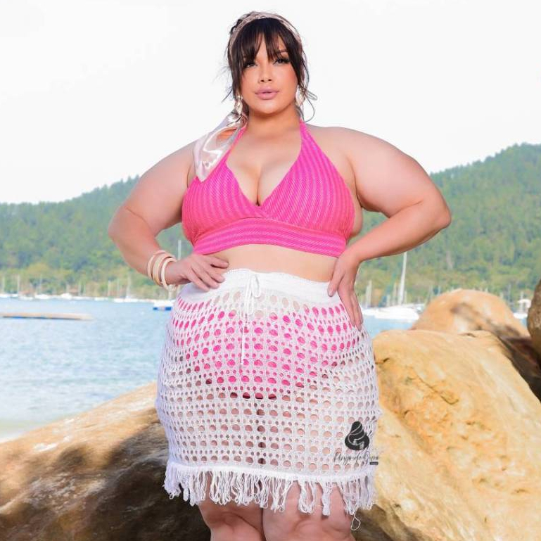 Saia Saida de Praia Plus Size Lisa de Trico Moda Verão em Oferta na Shopee