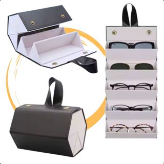Estojo Porta Óculos Dobrável 5 Divisórias Viagem Portátil Couro Organizador em Oferta na Shopee