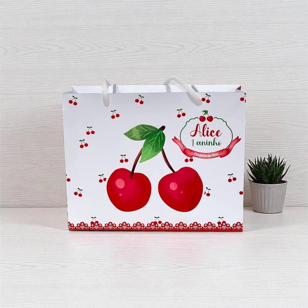 Sacolinha Personalizada Cerejinha | Lembrancinha | Aniversário CEREJINHA (Pegue e Monte)