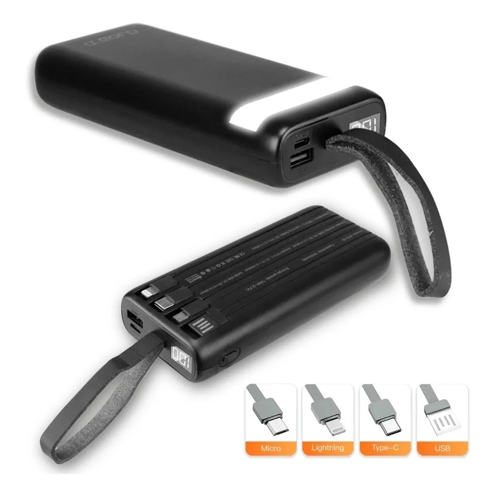 Power Bank Universal de 20.000mAh Carregador Portátil para Android e iOS, Inclui Lanterna Integrada em Oferta na Shopee