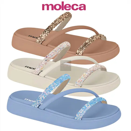 Sandália Feminina Papete Strass Pedrinha Moleca Original em Oferta na Shopee