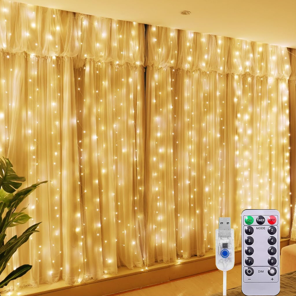 600 LED Cortina 6x3 led pisca luz romântica para casamento de natal ao ar livre Branco Quente + Branco Frio