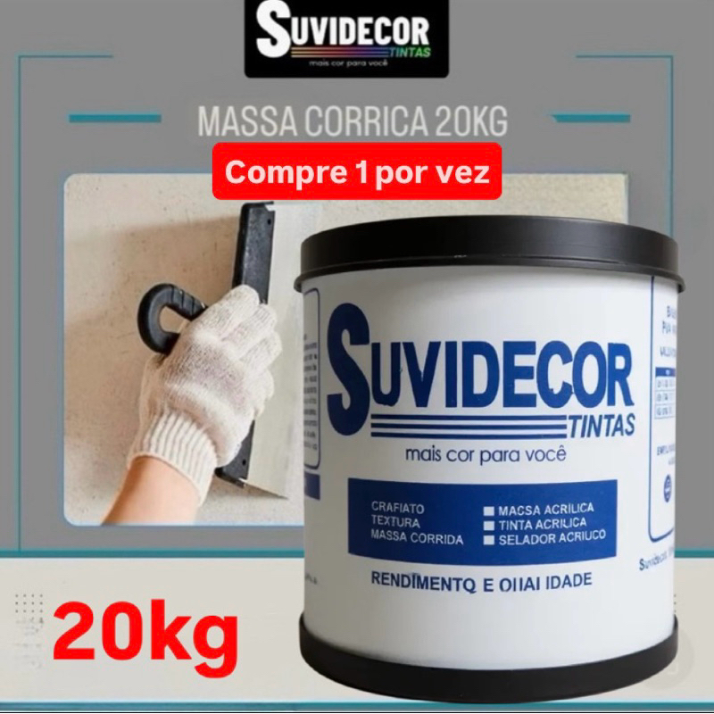 Massa corrida niveladora 20kg suvidecor. melhor custo benefício. sem cheiro, ação anti-mofo. rendimento e durabilidade.