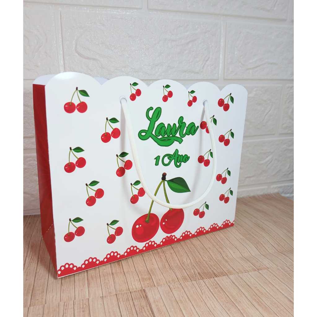 Sacolinha Personalizada Cerejinha  – Sacolinha Surpresa para Lembrancinha Festa Infantil