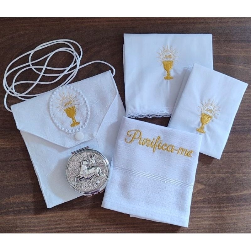 KIT VIÁTICO BORDADO P/ MINISTRO SERVIR A EUCARISTIA em Oferta na Shopee