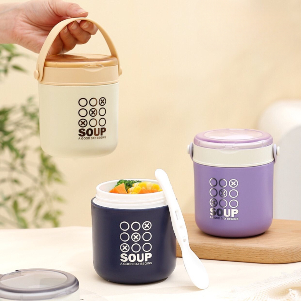 Marmita 530ml Lancheira Térmica Com Colher Pote Para Crianças 304 Aço Inoxidável Forro Sopa Caldo NOXMIX