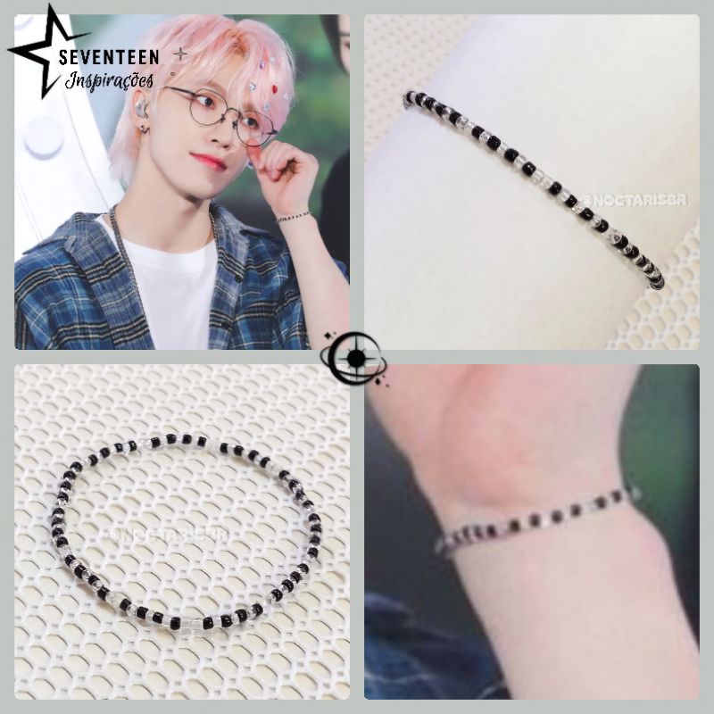 SEVENTEEN DINO (Lee Chan) - Pulseira de Miçanguinhas 2mm em Silicone | SVT Kpop Acessórios Inspiração
