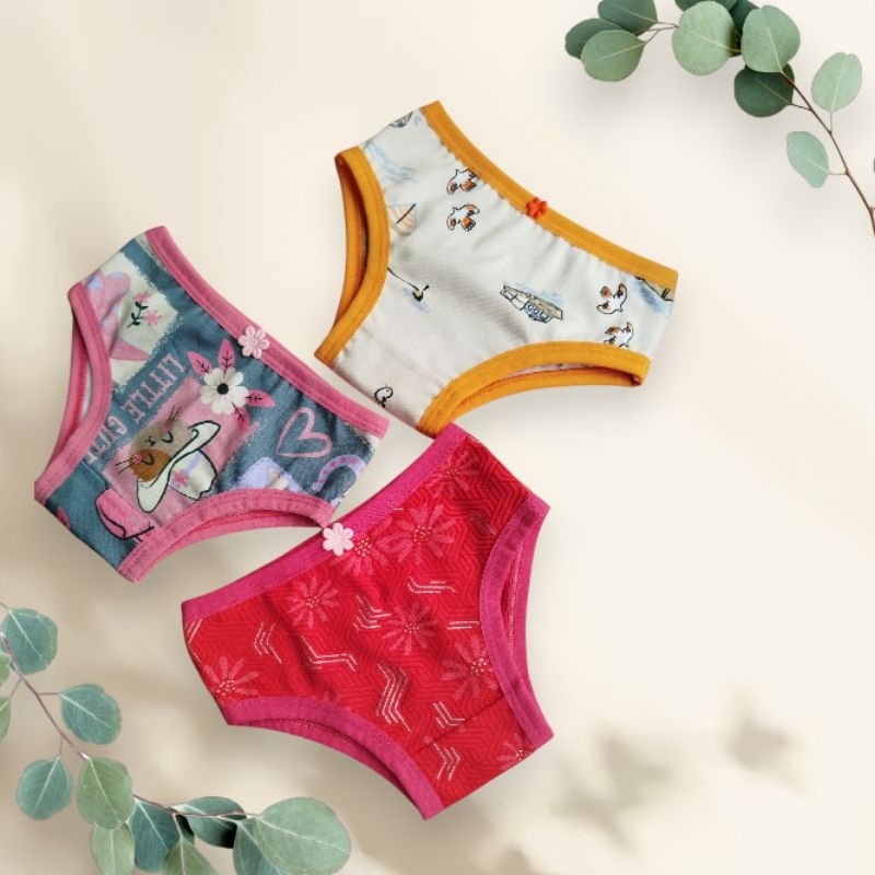 Calcinha de algodão. kit 3 calcinhas infantil antialérgica. Algodão premium em Oferta na Shopee