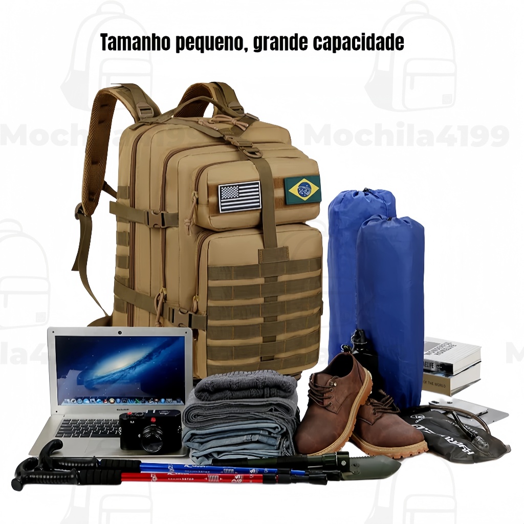 Mochila Tática 50 Litros Reforçada Impermeável Masculina Grande Camping RC-5569