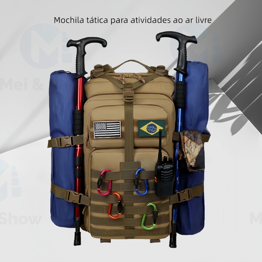 Mochila Tática 50 Litros Reforçada Impermeável Masculina Grande Camping RC-5569