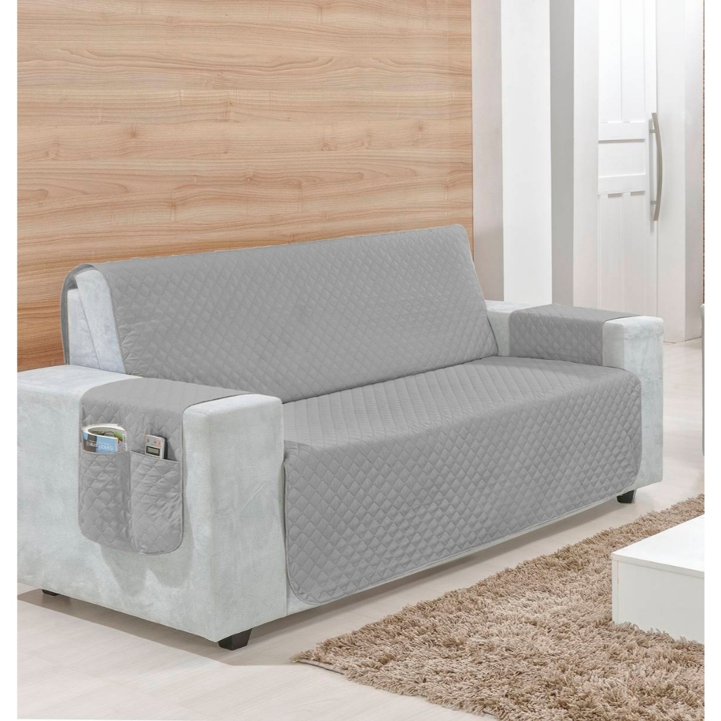 Capa Protetora Para Sofá 2 Lugares Matelada Retrátil Com Porta Objeto - Medindo 1Metro