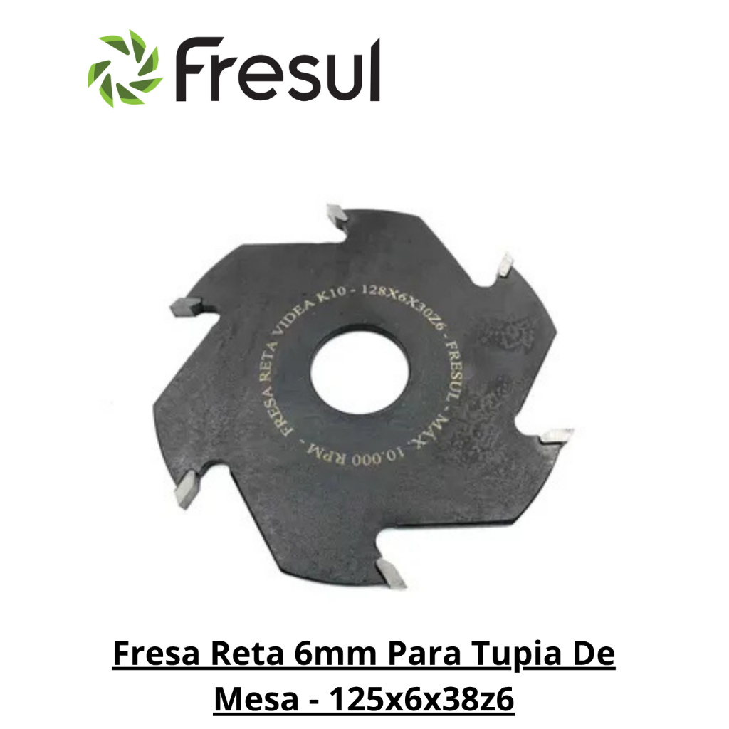 Fresa Reta 6mm Para Tupia De Mesa - 125x6x38z6