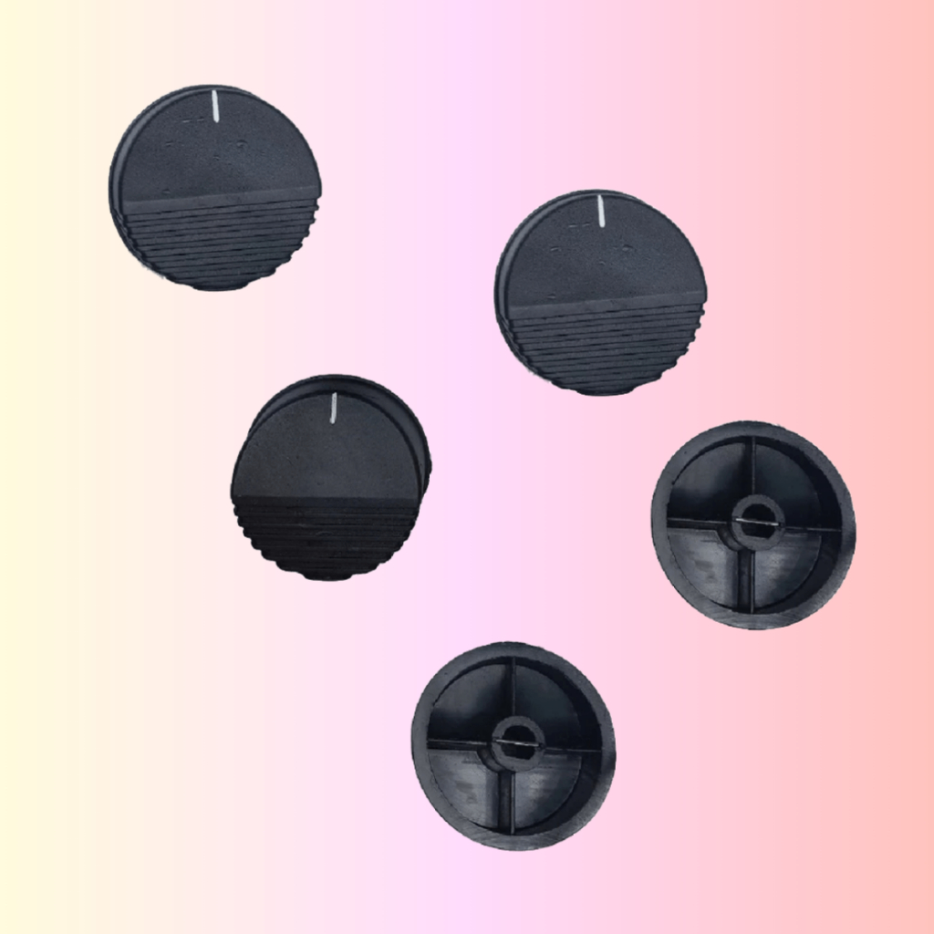 Botão Manípulo Fogão Dako modelo Gol Super / Vedete c/trava preto ( jogo com 5 pçs) 4 bocas + forno Rosa Maria