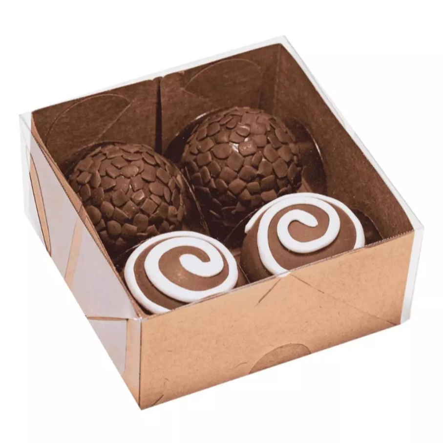Caixa Kraft 8x4cm Para 4 Brigadeiros (Ideal Para Doces Gourmet e Docinhos) Ideia Embalagens 4658 em Oferta na Shopee