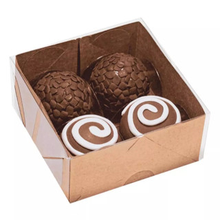 Caixa Kraft 8x4cm Para 4 Brigadeiros (Ideal Para Doces Gourmet e Docinhos) Ideia Embalagens 4658
