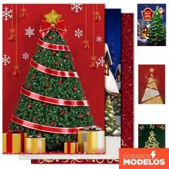Painel de Festa Decoração de Natal Retangular Lateral Sublimado Em Tecido 1,50x2,20m