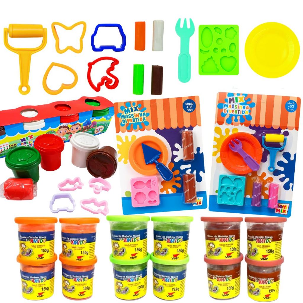 Massinha +Cortador+Molde Criança Brinquedo Slime Sensorial Massa Modelar Desenvolvimento Toymix em Oferta na Shopee