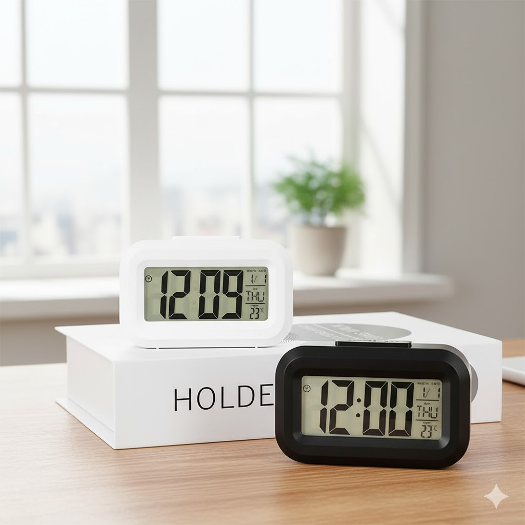 Mini Relógio Despertador Digital LED Alarme Termômetro Portátil Calendário Data (Cores Sortidas)