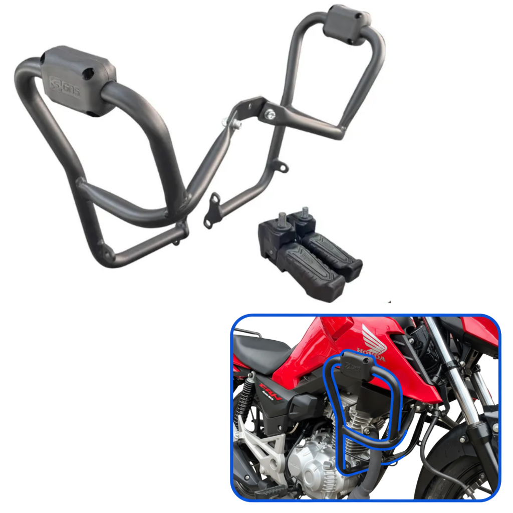 Mata Cachorro C/ Pedal Gbs Cg Titan Fan Start 160 2025 Protetor Motor Carenagem