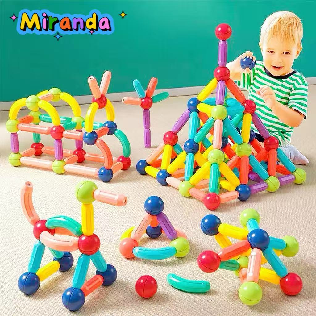 Blocos de Montar Magnético Construção Bastãos e Bolas Brinquedo Educativo Infantil