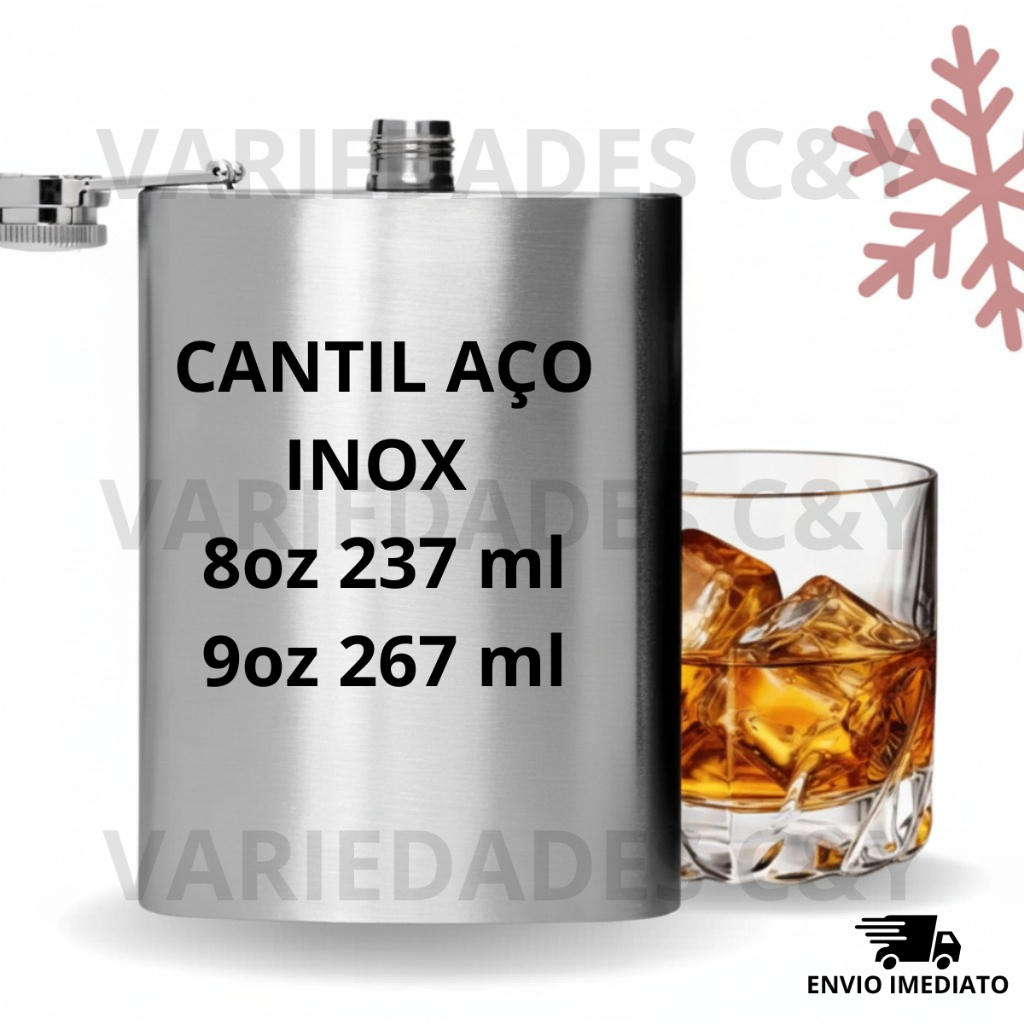 Cantil Aço Inox Resistente Ideal para Presente Masculino Viagem Camping