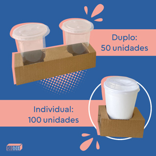 Porta Copo de Papelão Indivudal ou Duplo Para Sucos Delivery Bebidas Açaí Sorvete Milk Shake Ifood Café em Oferta na Shopee