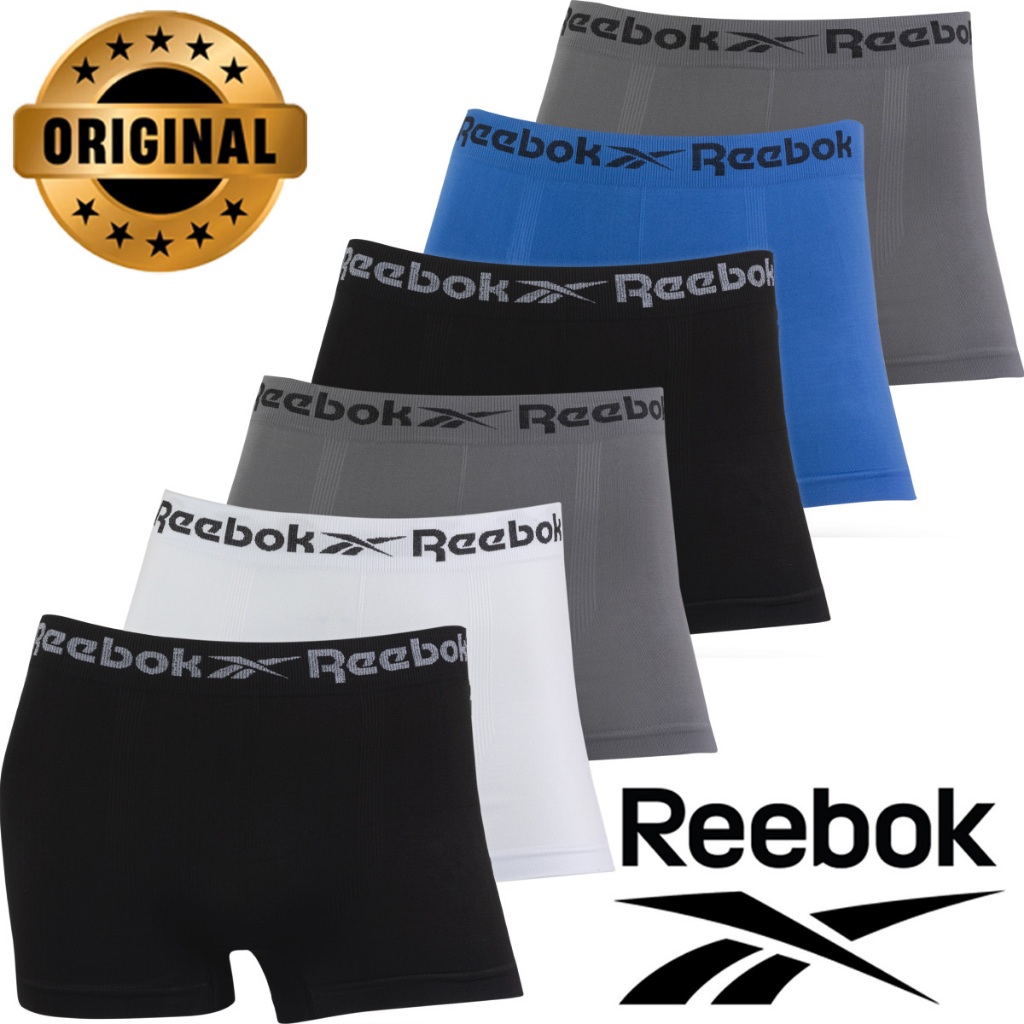 Kit 6 Cuecas Boxer Reebok Masculina Original Microfibra Sem Costura Box Confortável Macia Lisa Adulto