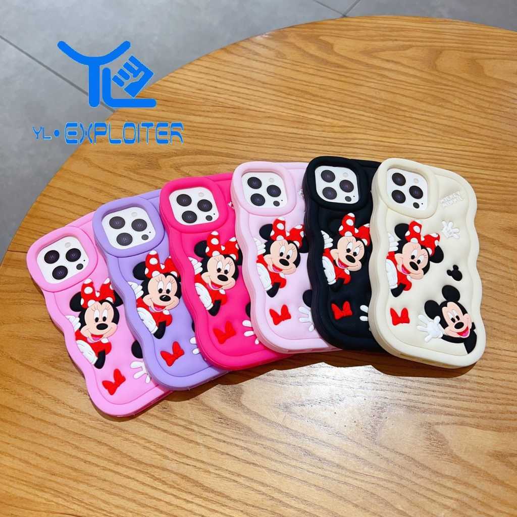 Capa Emborrachada MINNIE E MICKEY Para IPHONE 11 12 13 14 15 16 PRO E PRO MAX (M B)