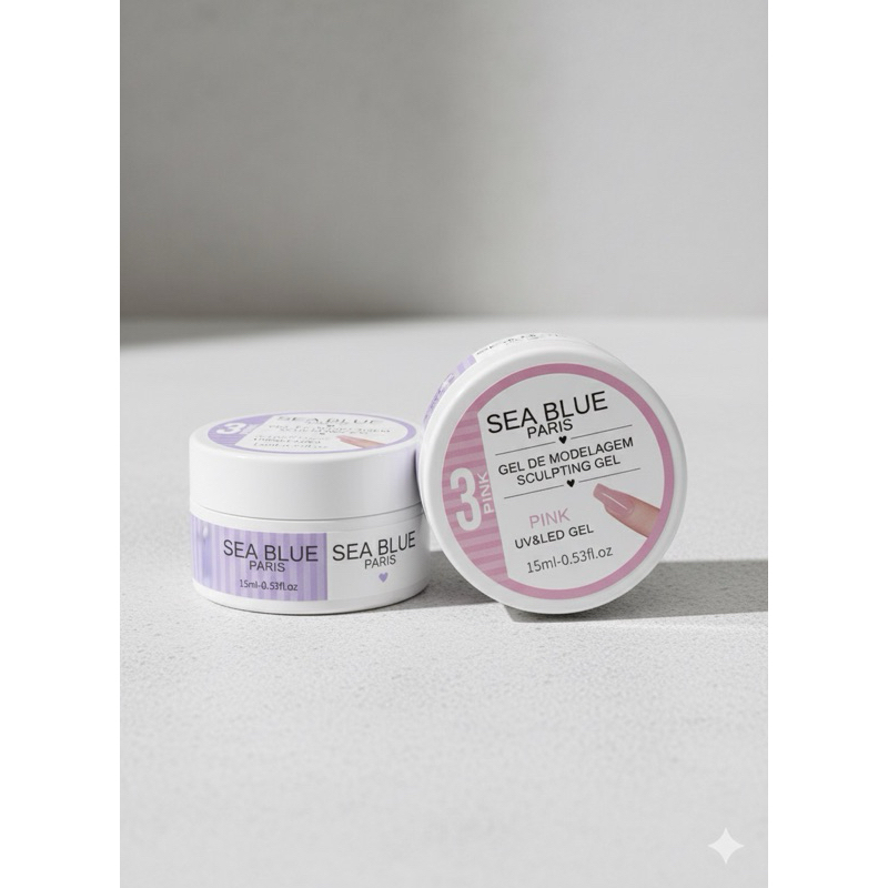 2 Gel para modelagem em cabine Led/UV Sculpiting 15ml Sea Blue Paris