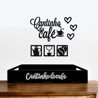 Kit Cantinho do Café Com Bandeja Retangular Grande e Apliques de Parede em MDF em Oferta na Shopee