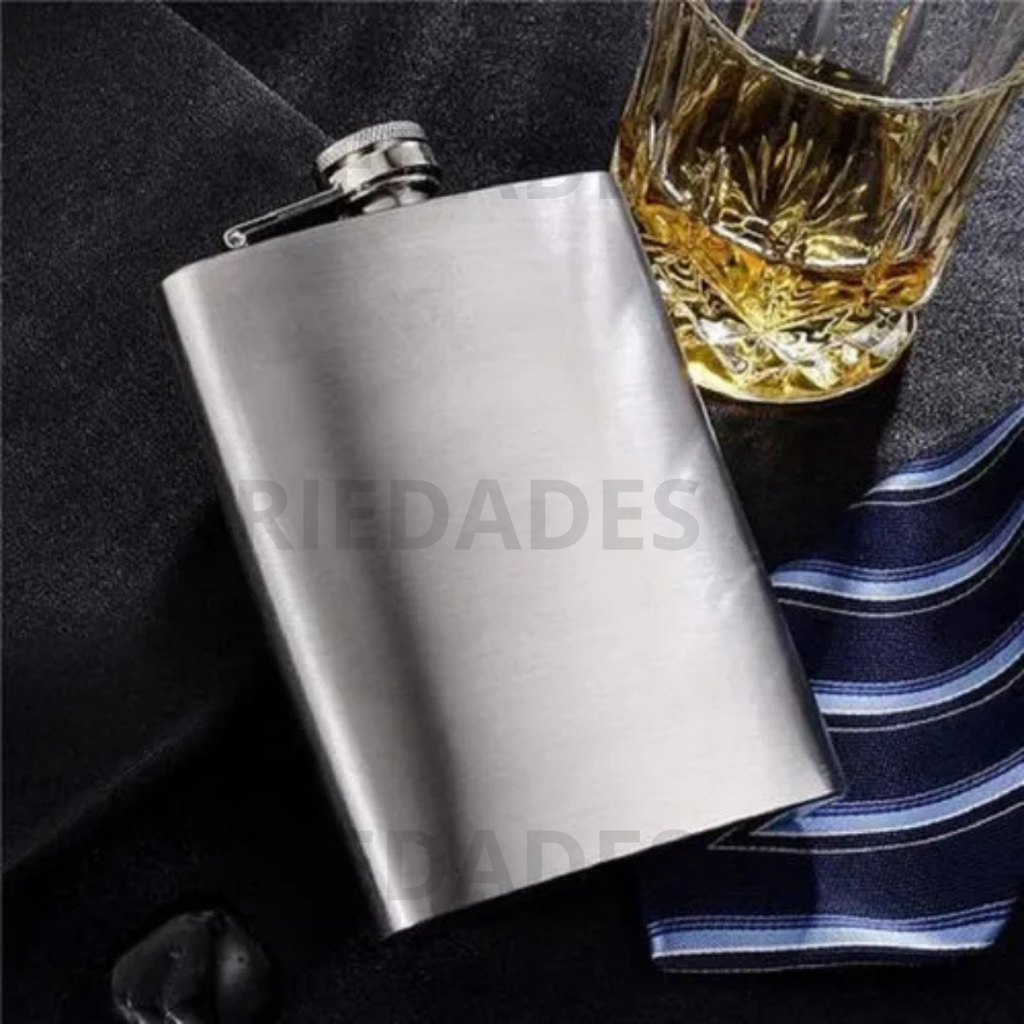 Cantil Whisky Aço Inox Portátil Viagem Camping Presente Elegante Masculino