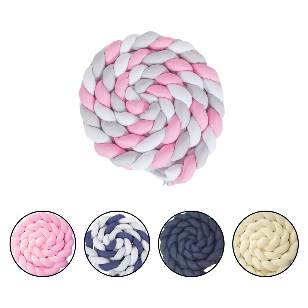 Protetor De Berço e Cama Montessoriana Trança 4 M Fibra De Silicone Segurança Conforto Aconchego