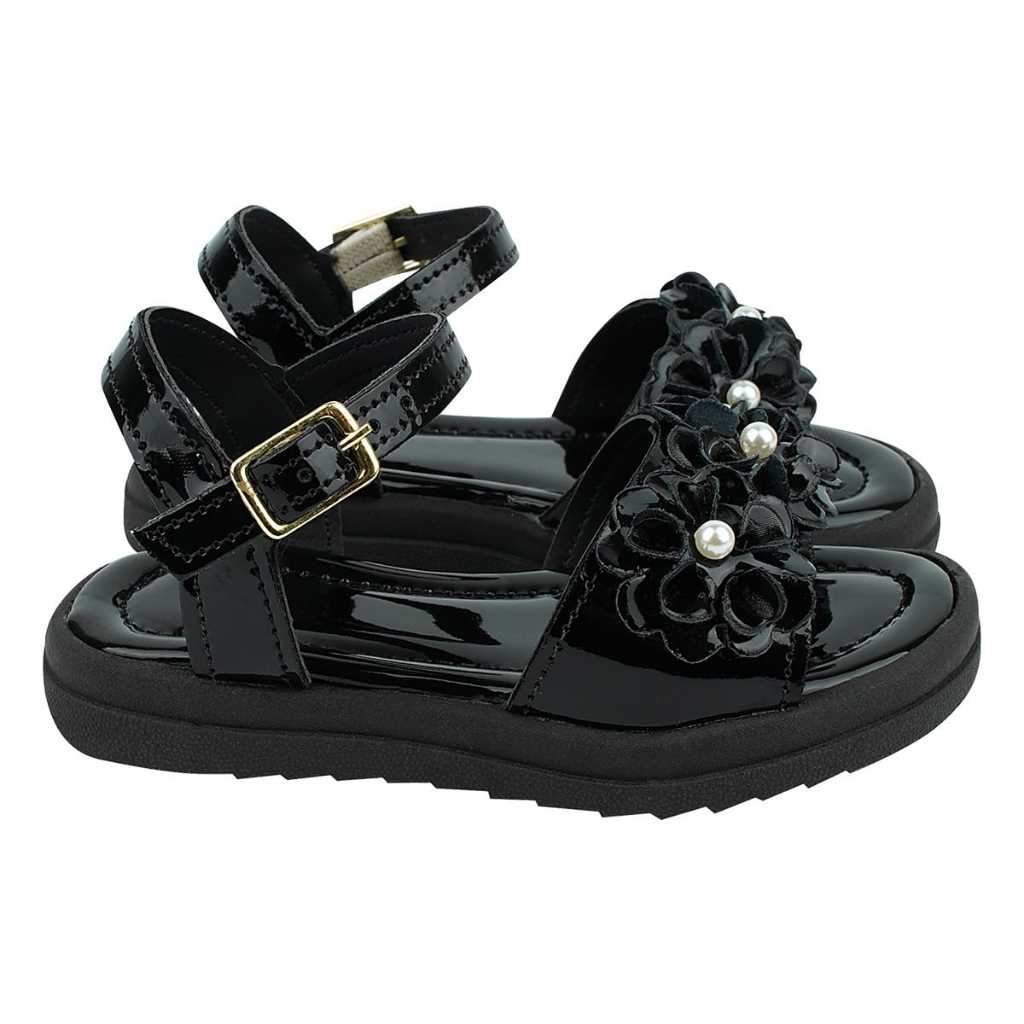 Sandália Rasteira Infantil Papete Flores Meninas Fivela Promoção Tato Ju