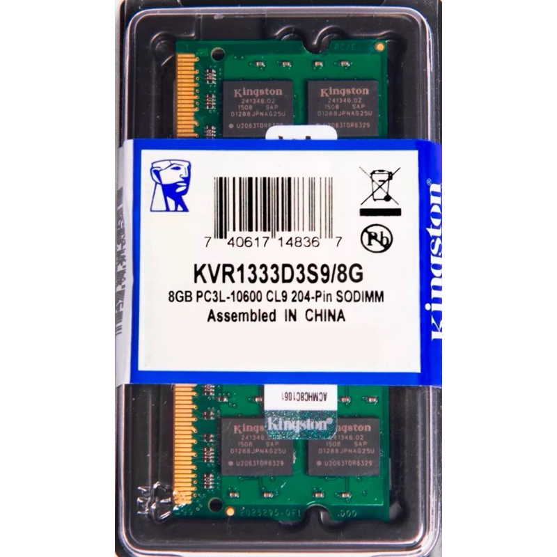 Memória Kingston Ddr3 8gb 1333 Mhz Notebook 1.5v