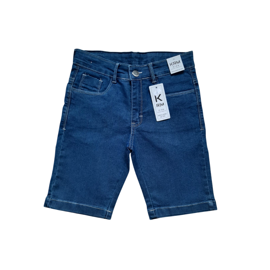 Bermuda Jeans Masculino Meninos Infantil Juvenil com Elastano Tamanhos 10 ao 16